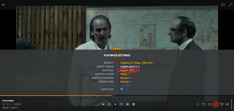 plex subtitles during playback